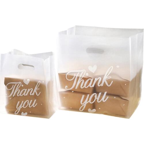 50pcs Thank you Plastic Shopping Bags Gift Bags With Handle Christmas Wedding Party Bag Candy Cake Wrapping Bags Packaging bag