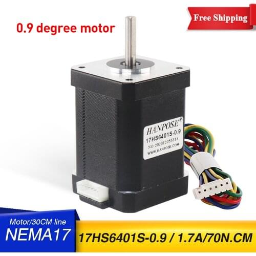Free shipping 2-phase hybrid stepper motor nema17 stepper motor 60mm 1.7A 70N.CM 4-wire 17HS6401S 0.9 degree for 3D printer cnc