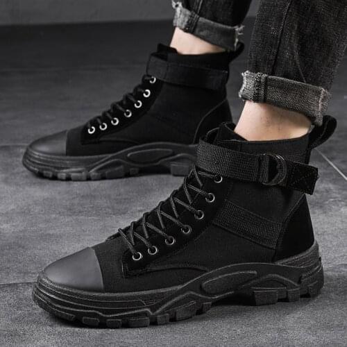 Men Ankle Boots Durable Breathable Canvas Boot for Men Comfortable Non Slip Fashion Motorcycle Boots Man Casual Autumn Shoes Man