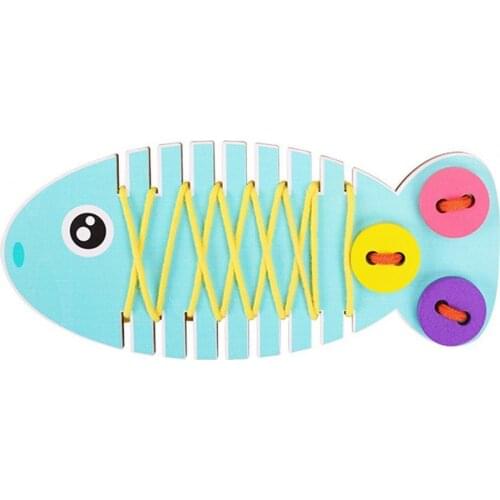 Kids Cartoon Fish Button Thread Doll Girl Faux Hair Braid Practicing Board Game