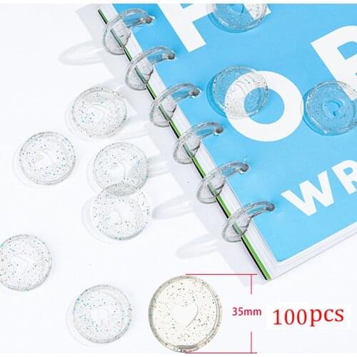 100pcs Mushroom Hole Binding Discs Notebook Rings Binder Plastic Heart Bind Rings Binder DIY Scrapbook Accessory Office Supplies