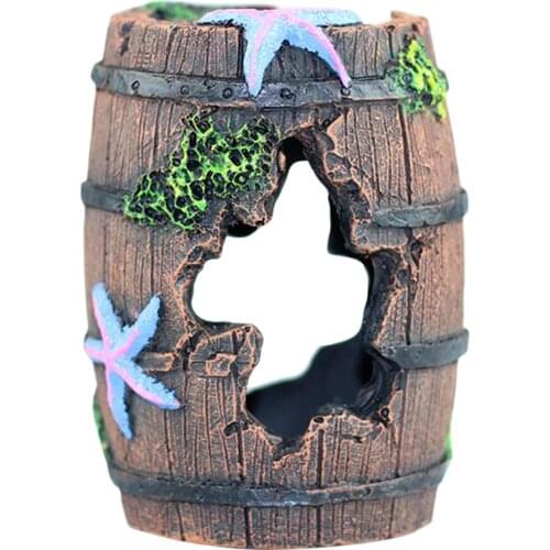 Imitation Wine Barrel Decoration Broken Barrel Fish Tank Decorations Aquarium Hideout Cave House 8x10cm
