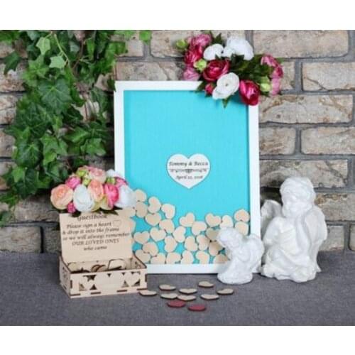 Personalize White Frame Wedding Guest Book Alternative Drop Top Box, customize Guestbook Wood Heart Guestbook with wedding sign