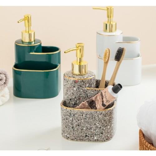 Nordic Ins Ceramic Liquid Soap Dispenser Lotion Dispensing Bottle Hand Sanitizer Press Bottle Bathroom Accessory Set Gift LD095