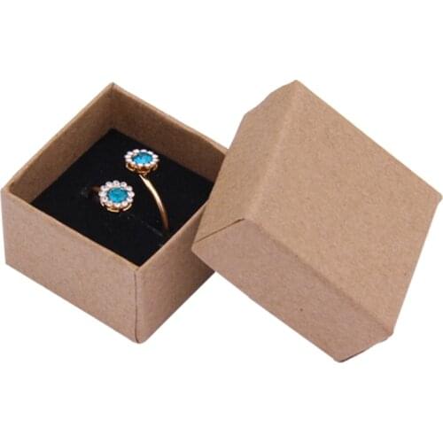 4x4x3cm Ring Box 24pcs Kraft Earrings/Pendant Gift Boxes High Quality Jewelry Organizer Display Paper Packaging Black Sponge