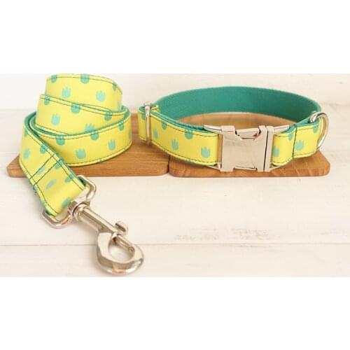 GLORIOUS KEK Dog Collars Nylon Personalized Name&Tel Cute Print Dog Collar and Leash Set for Small Medium Big Dogs Quick Release
