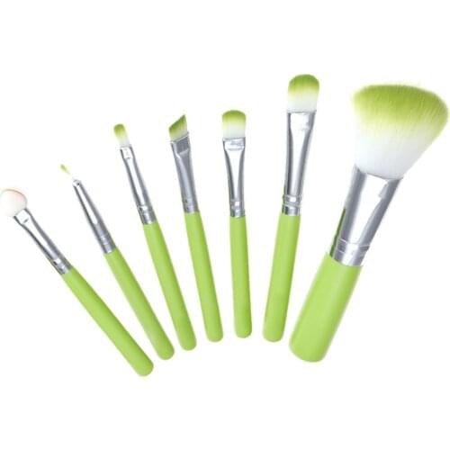 7Pcs Makeup Brush Green Professional Makeup Brushes Set Powder Blush Foundation Eyeshadow Make Up Fan Brushes Cosmetic Sets