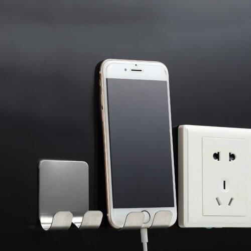 Stainless Steel Wall Organizer Air Conditioner TV Remote Control Storage USB Charging Stand Phone Holder Hook Multifunction Wall