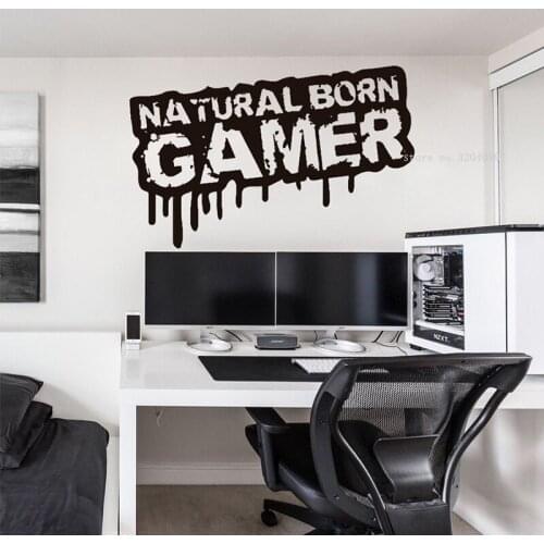 Natural Born Gamer Wall Decals Decor Gaming room Stickers Paint graffiti style living room Art Sofa background Video Game DG468