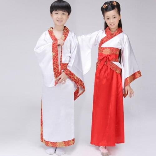New Arrival Chinese Folk Costume Boy Hanfu Clothing Children Chinese Traditional Costume Girls Tang Dress for Stage Cosplay 89