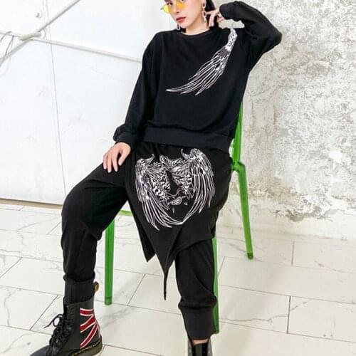 XUXI Autumn Thin Fashion 2 Piece Set Suit Women 2020 Casual Printed Long Sleeves O Collar Harem Pants Trousers Two-piece FZ2520