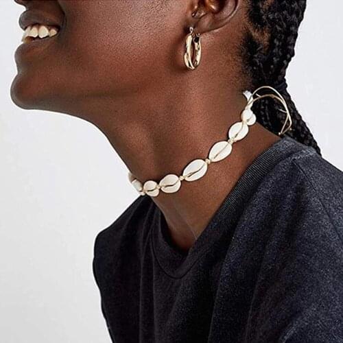 Original Design Shells Necklace Natural Shell Seashells Knit Chain Rope Girl Choker Ocean Sea Beach Necklaces Boho Shell Jewelry