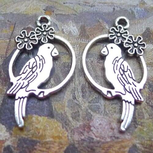 15pcs/Lot 15x28mm Bird Hollow Alloy Charms Antique Silver Color Pendants for DIY Jewelry Making Charm