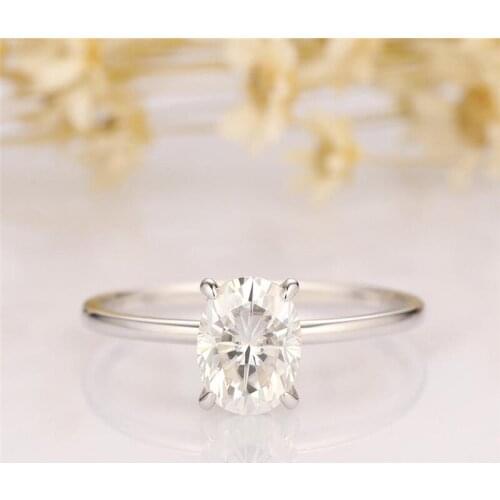 RandH 8×6mm 1.5CARAT Oval Cut 14K Yellow Gold Rings For Women Solitaire Engagement Wedding Womens Ring Solid 14K Gold