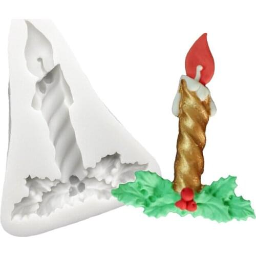 Christmas Candle Silicone Mold Sugarcraft Cupcake Baking Mold Fondant Cake Decorating Tools