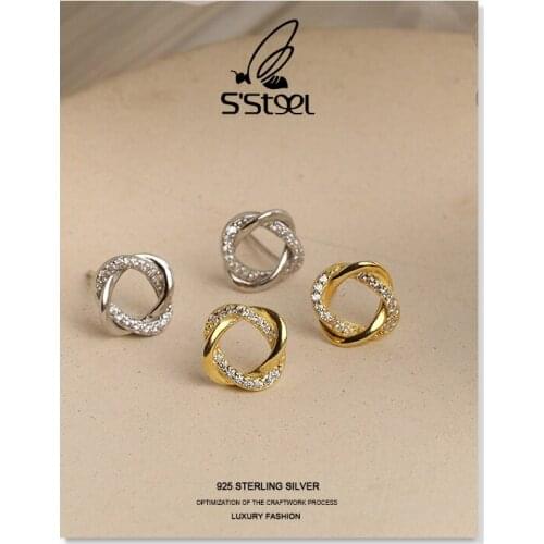 SSTEEL Luxury Stud Earrings For Women 925 Sterling Silver Earring 2021 New Designer Winter Earings Aretes De Plata Fine Jewelry