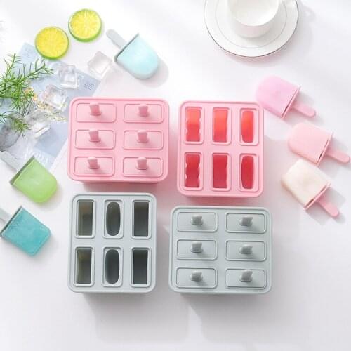 6-hole Ice Cream Silicone Mold Homemade DIY Popsicle Mold Ice Cube Maker Chocolate Mold Kitchen Tools Accessories