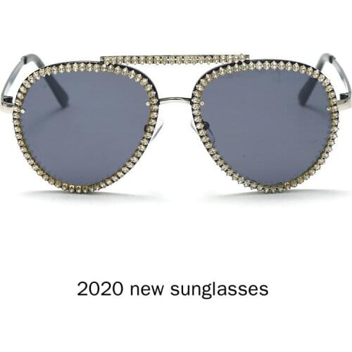 Diamond Rhinestone Sunglasses Women Men Luxury Crystal Sun Glasses Clear Lens Oversized Frame Pilot Sun Glasses Vintage NX