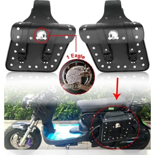 2PCS NEW Modified Motorcycle Bike Electric Bicycle Scooter PU Leather Saddle Bags Saddlebag Side Tool Storage Pouches for Harley