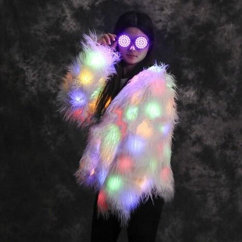 LED Hairy Lighting suit Tron Dance Wear Luminous Halloween Costume Clothes LED Growing Suits Event Party Supplies