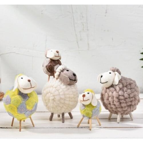 Creativity Handmade Cute Sheep Wool Felt Crafts Sculpture Gifts Christmas Pendants Miniature Craft Home Party Dessert Decoration