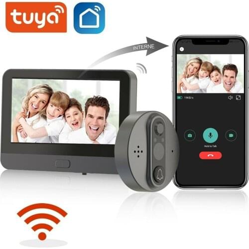 Smart WiFi Video Doorbell Peephole Viewer Tuya Smart Peephole Viewer 130 Degree Door Viewer 4.3 Inch LCD Screen Security Monitor