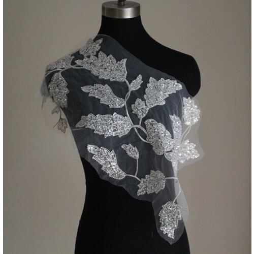 Sequin embroidery lace flower patches decal silver thread embroidered cloth paste cosplay sequin applique accessories