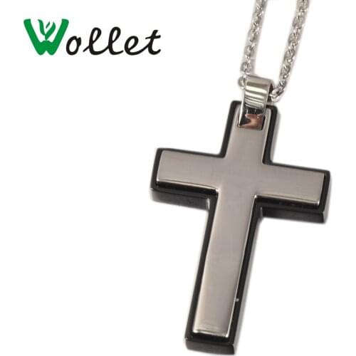 Wollet Jewelry High Quality Pious Full Glossy Cross Steel And Black Color Stainless Steel Pendant For Women Men