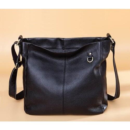 Messenger Bag Female Totes Purse Genuine Leather Crossbody Bags for Women Casual Shoulder Bag Luxury Handbags Fashion Bucket