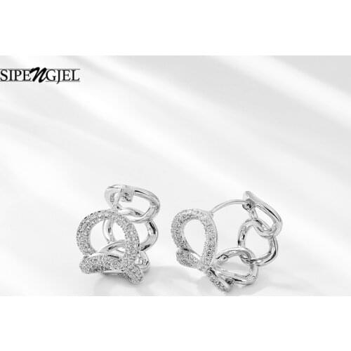 New Fashion Cubic Zircon Chain Shape Round Earrings Hollow Vintage Geometric hoop Earrings For Women Jewelry 2020 trend