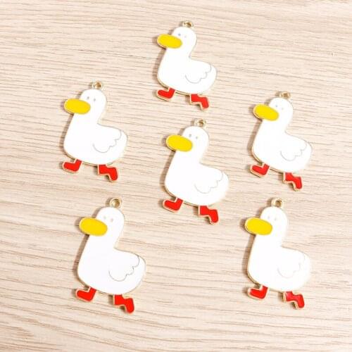 10pcs 25*33mm Cartoon Enamel Duck Charms for Jewelry Making Fashion Drop Earrings Pendants Necklaces DIY Crafts Accessories