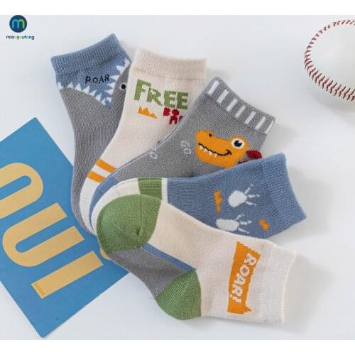 10 Pcs/Lot Breathable Cotton Socks Cartoon Dinosaur Fashion Baby Boys Girls Socks Chidlren Autumn Winter Soft Kids Miaoyoutong