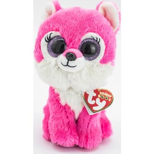15CM Ty Soft Toy Big Eyes Sierra The Pink embroidery wolf Cute Animal Doll Birthday Gift Stuffed Plush Desktop ornaments