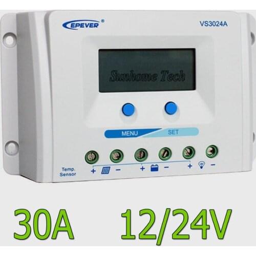 30A 12V 24V VS3024A PWM Solar Charge Controller Regulator with LCD Display multiple load control modes