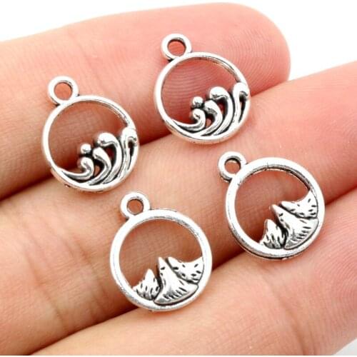 40pcs/lot 14x11mm Antique Silver Plated Mountain/Water Handmade Charms Pendant DIY Jewelry Findings for Bracelet Necklace