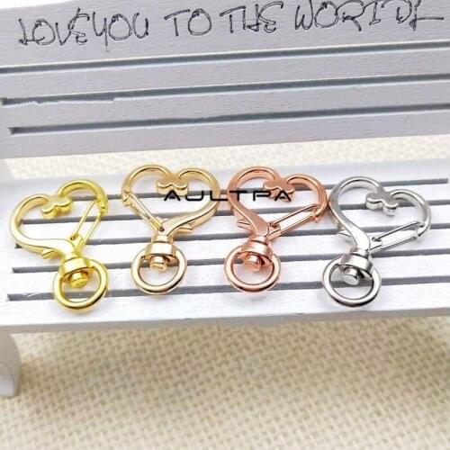 200Pcs 35X24MM Heart Love Shaped Zinc Alloy Carabiner Swivel Clasps Key Chain Best Gift For Girl Friend Key Holder H4771