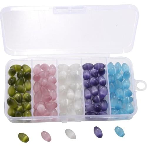 8 * 12MM oval cat eyelimery bead 100 one box 5 color box combination charms for bracelet making