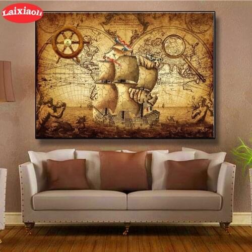 5D DIY Diamond Embroidery Hot selling home art retro world map Picture Diamond Painting Cross Stitch Mosaic New Arrival Wall Art