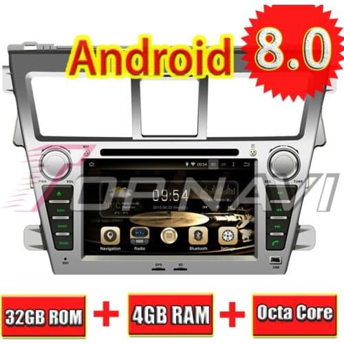 TOPNAVI 7'' Octa Core Android 8.0 Car DVD Player for Toyota Vios 2007- Autoradio GPS Navigation Audio Head Unit 2 Din Stereo