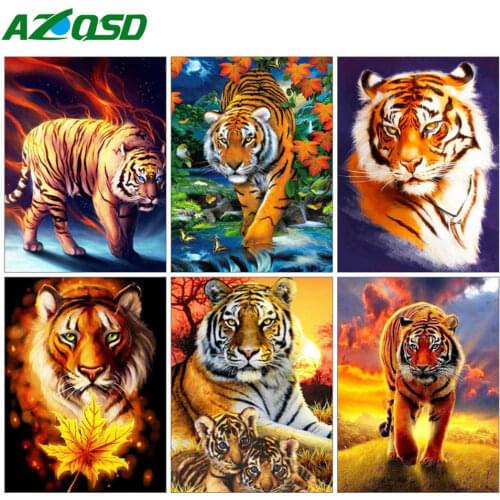 AZQSD Diamond Painting Tiger Picture Of Rhinestones Full Square/Round Drill Diamond Embroidery Animal Handmade Home Decor
