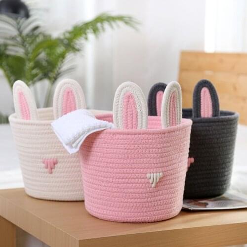 Bunny Decorative Sundries Storage Box Cotton Rope Woven Storage Baskets Desktop Cosmetic Containers Gifts Room Organizer