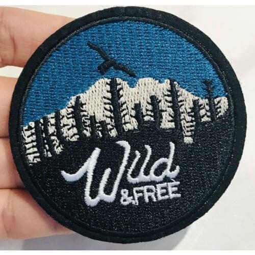 Free Shipping 1PCS Round Seagull Clothes Patches for Stripes Clothing Stickers Iron on Mountain Peak Appliques Embroidery Badges