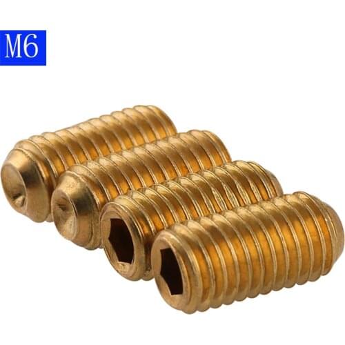 M6 x 1.0 ( 6mm ) Solid Brass Grub Screw Cup Point Hex Socket Set Screws DIN 916 bolts