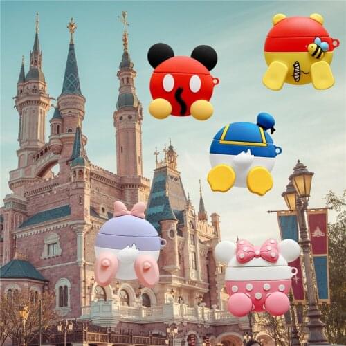 Disney For AirPods 1/2 Amusing Arse Earphone Cases Cartoon Cover Soft Silicone Air Pods Anime Funda Keychain Bluetooth Wireless