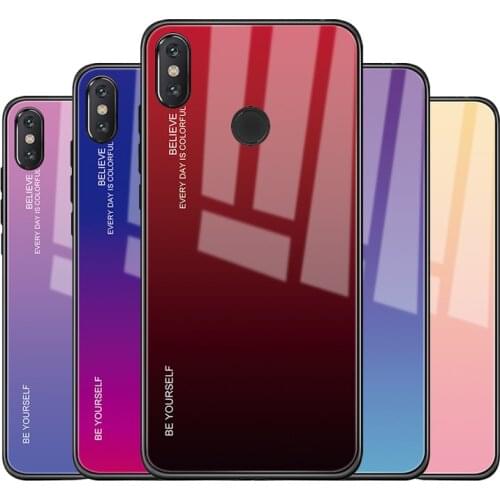 Gradient Tempered Glass Phone Case For Xiaomi mi a2 lite a2lite Cases Back Cover Shell For Xiaomi mi a2 lite mia2 mia2lite Case