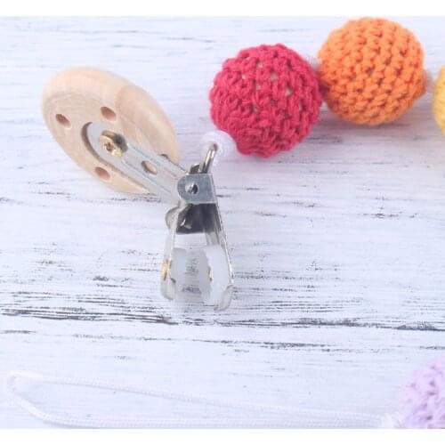Baby Pacifier Clip Chain Rainbow Crochet Beads Toy Teether Pacifier Chain Holder BX0D