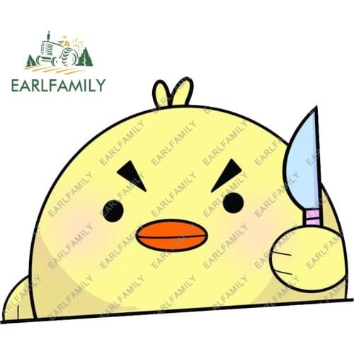 EARLFAMILY 13cm x 9cm Duck With Knife Car Styling Sticker Vinyl Waterproof Cartoon Window Bumper Trunk Decal Car Accessories