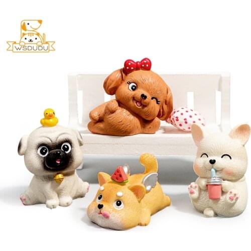 Cute Dog Action Figures Cartoon Animal Puppy Figurines Pug Poodle Corgi Shiba Inu Model Funny Decor Cognition Children Kid Gifts