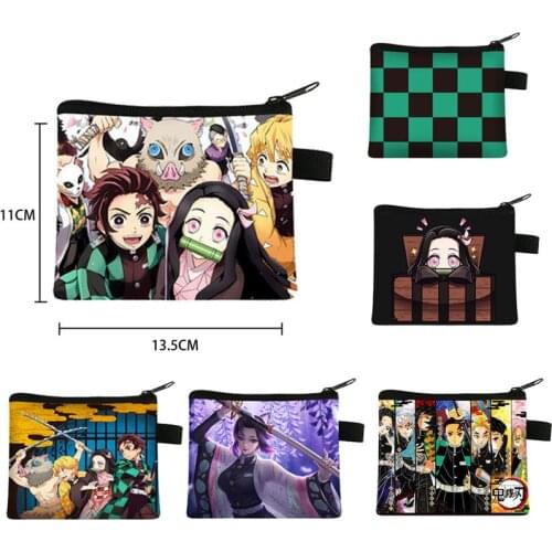 Anime Demon Slayer Cosplay Wallet Kimetsu No Yaiba Tanjiro Kamado Nezuko Purse Canvas Penny Purse Coin Bag Coins Storage Bag