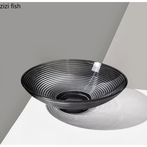 Creative Round Striped Fruit Plate Living Room Decoration Tall Candy Biscuit Storage Tray Pastry Fruit Bowl Home Decoration Gift